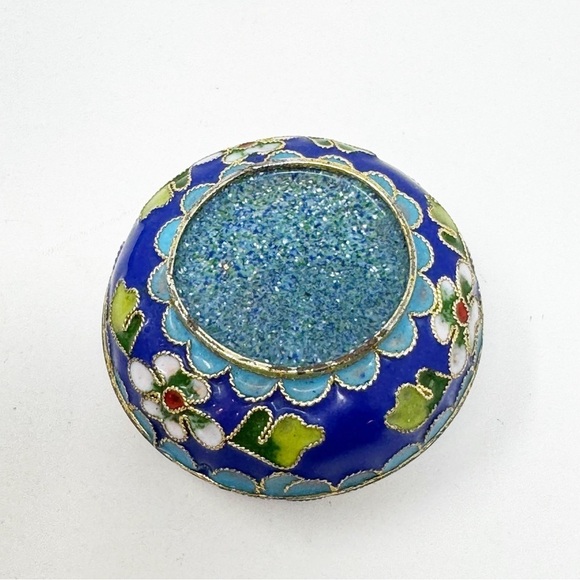 Chinese Cloisonne Crafts Hand Crafted Jewelry Trinket Box Floral - Picture 6 of 9